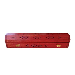 Scatola Porta Incenso in Legno Mango con Intarsi in Ottone - Elefanti