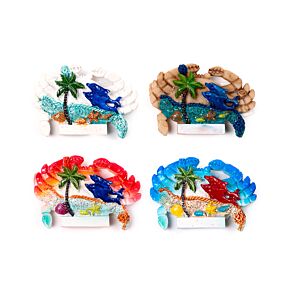 Magnete Stampato in 3D - Lungomare - Forma Granchio con Delfini & Conchiglie