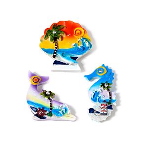 Magnete Stampato - Lungomare - Cavalluccio Marino, Conchiglie & Delfini
