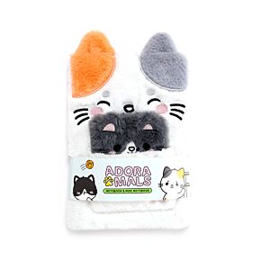 Quaderno A5 con Peluche e Mini Memo - Lola, il Gatto - Animali Dolci
