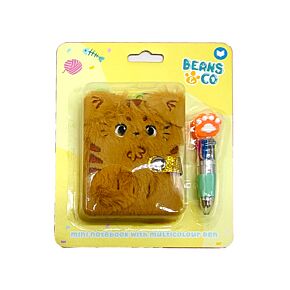 Mini Notepad A7 in Peluche e Penna Multicolore (4 Colori) - Gatti Beans & Co
