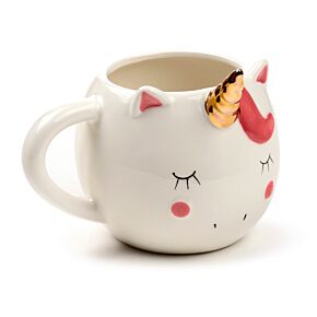 Tazza in Ceramica a Forma di Unicorno - Bianca - Arcobaleno Incantato