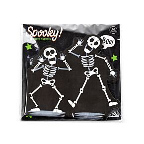 Tovaglioli di carta 3 veli - Confezione da 12 - Scheletro di Halloween