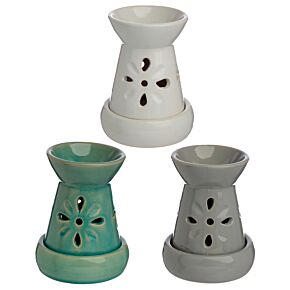 Brucia Essenze per Oli e Cere in Ceramica con Fiore Intagliato