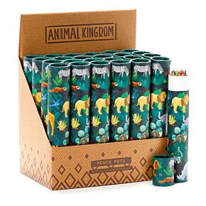 Tubo con Matite Colorate - Grande - 12 pezzi - Animal Kingdom