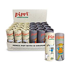 Tubo con Matite Colorate - 12 Pezzi - Pippi Calzelunghe
