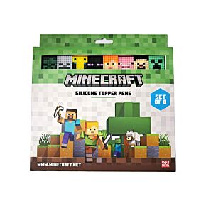Set di 8 Penne a Punta Fine - Copripenna in Silicone - Minecraft 