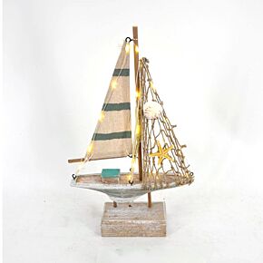 Decorazione Nautica con LED - Barca a Vela con Conchiglie