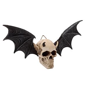 Teschio Decorativo da Parete con Ali di Pipistrello