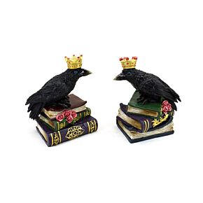 Corvo con Corona su Pila di Libri