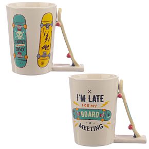 Tazza in Ceramica con Manico a Forma di Skateboard