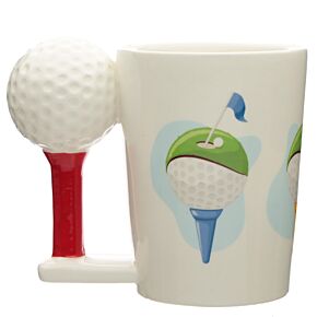 Tazza in Ceramica con Manico a Forma di Palla da Golf e Tee