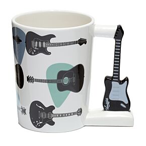 Tazza in Ceramica con Manico a Forma di Chitarra