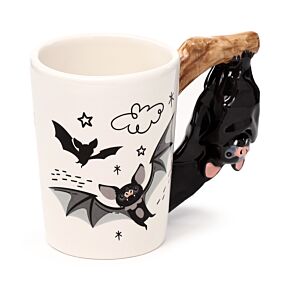 Tazza in Ceramica con Manico a Forma di Pipistrello