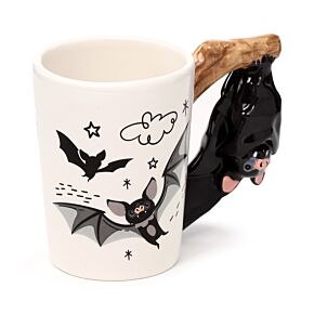 Tazza in Ceramica con Manico a Forma di Pipistrello