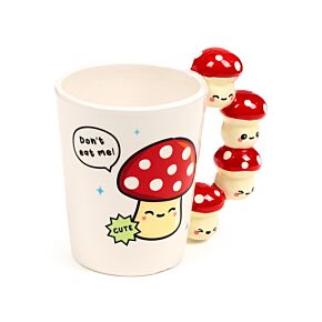 Tazza in Ceramica con Manico a Forma di Funghi Impilati