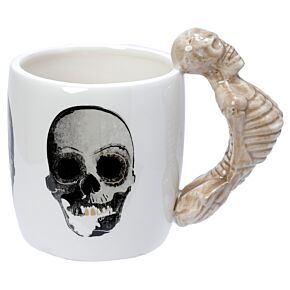 Tazza in Ceramica con Manico a Forma di Scheletro