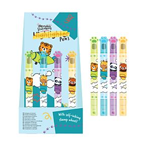 Evidenziatore 2 in 1 con Timbro a Rullo - Animali Dolci Selvatici
