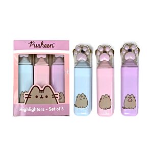 Set di 3 Evidenziatori con Coperchio a Forma - Pusheen il Gatto