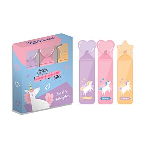 Set di 3 Evidenziatori con Coperchio a Forma - Magia dell'/Unicorno