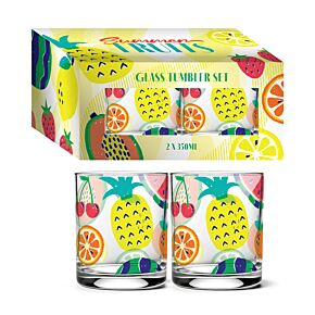 Set di 2 Bicchieri Tumbler in Vetro - Frutta Estiva