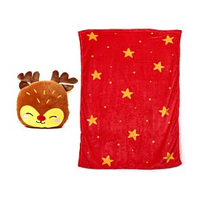 Cuscino di Peluche con Coperta 2 in 1 - Rudolph - Amici del Natale - Blankeazzz