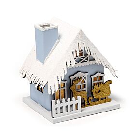 Casetta Decorativa per Natale con LED - Slitta Dorata