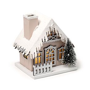 Casetta Decorativa per Natale con LED - Albero e Neve