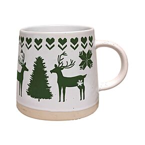 Tazza Natalizia in Grès Porcellanato - Renna Verde