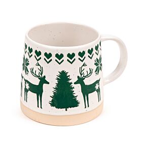 Tazza Natalizia in Grès Porcellanato - Renna Verde