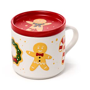 Set Tazza in Porcellana e Sottobicchiere/Coperchio - Baker Street Natale