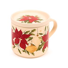 Set Tazza in Porcellana e Sottobicchiere/Coperchio - Stella di Natale