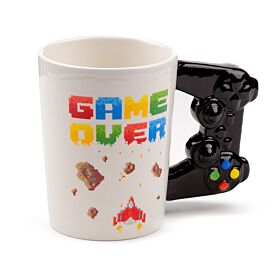Tazza in Ceramica con Manico a Forma di Controller - Game Over Pixellato Tazza in Ceramica con Manico a Forma di Controller - Game Over Pixellato