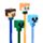 Set di 4 Penne Cancellabili con Copripenna in Silicone - Stile Chibi - Minecraft