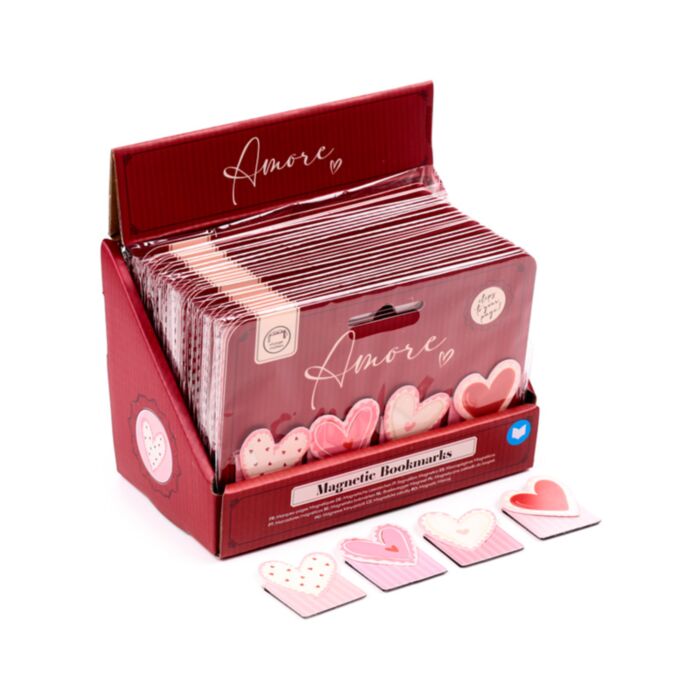 Set di 4 Segnalibri Magnetici - Cuori - Amore