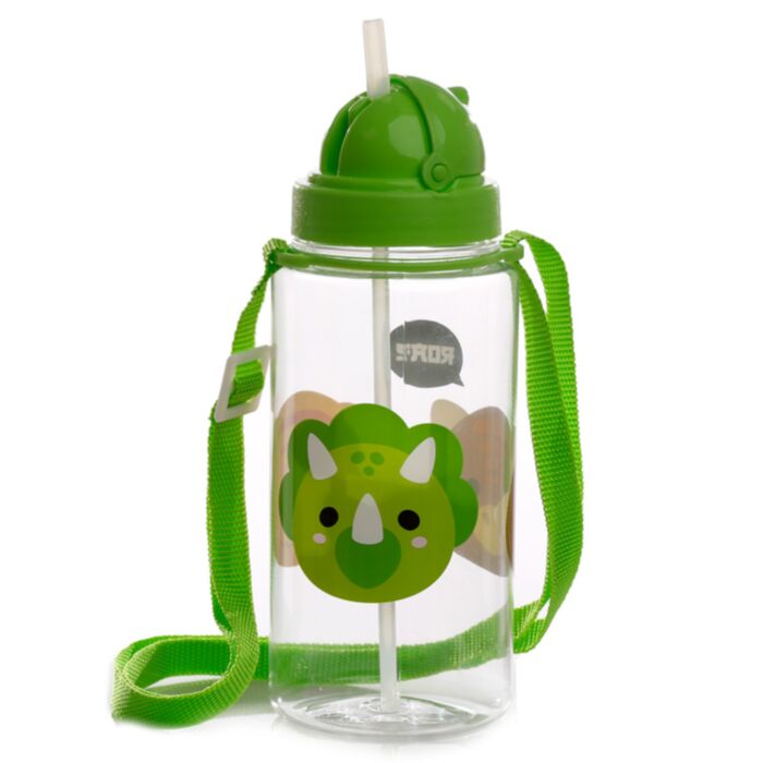 Borraccia per Bambini con Cannuccia 450ml - Dinosauro - Animali Dolci ADORAMALS