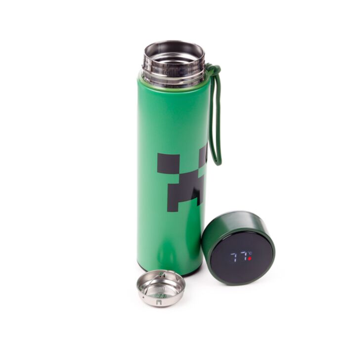 Bottiglia Termica in Acciaio con Termometro - Creeper - Minecraft