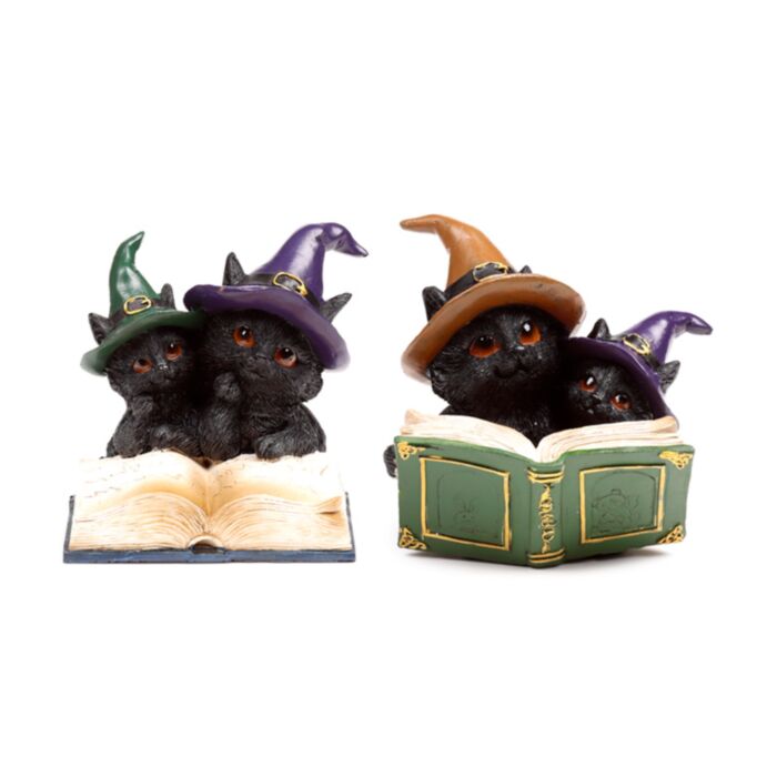 Gatti Neri con Cappello da Strega al Libro degli Incantesimi