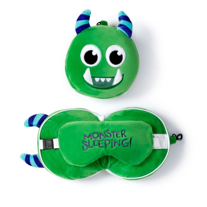 Cuscino da Viaggio con Maschera Relaxeazzz - Mostro Verde