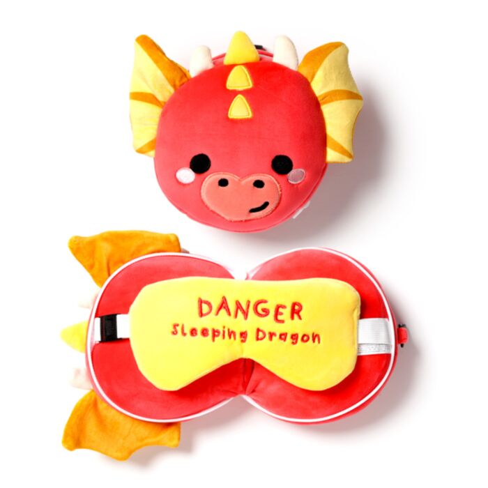 Cuscino da Viaggio con Maschera Relaxeazzz - Drago - Animali Dolci ADORAMALS