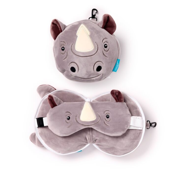 Cuscino da Viaggio con Maschera Relaxeazzz - Rinoceronte