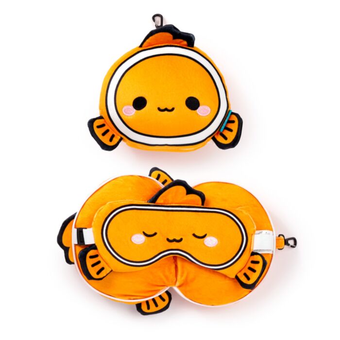 Cuscino da Viaggio con Maschera Relaxeazzz - Finley il Pesce Pagliaccio