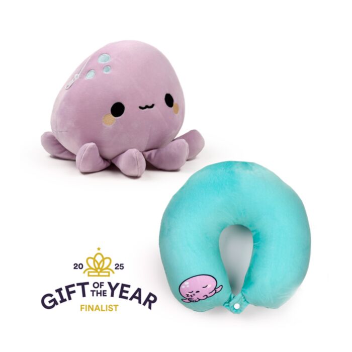 Cuscino da Viaggio con Peluche 2 in 1 - Wendy il Polpo - Swapseazzz