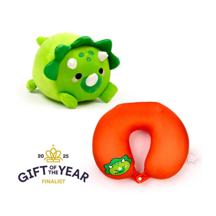 Cuscino da Viaggio con Peluche 2 in 1 - Huck il Dinosauro - Swapseazzz
