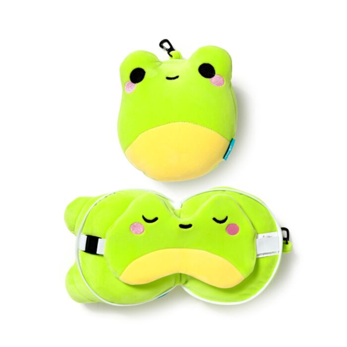 Cuscino da Viaggio con Maschera Relaxeazzz - Silas la Rana