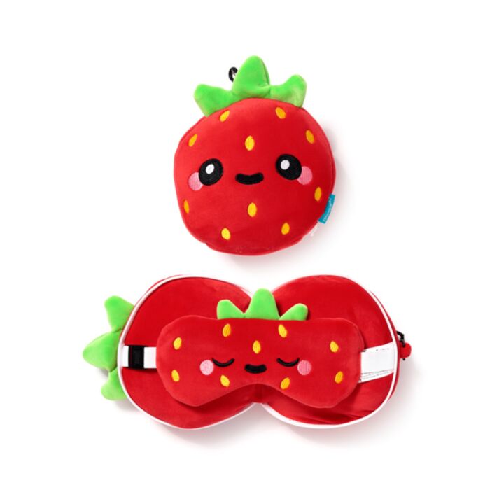 Cuscino da Viaggio con Maschera Relaxeazzz - Elidi la Fragola - Foodiemals