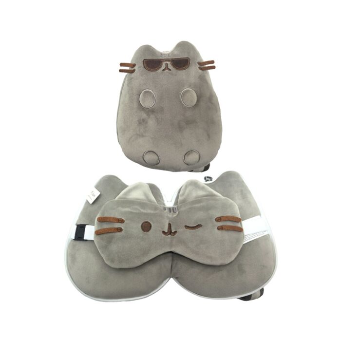 Cuscino da Viaggio con Maschera Relaxeazzz - Pusheen il Gatto con Occhiali da Sole
