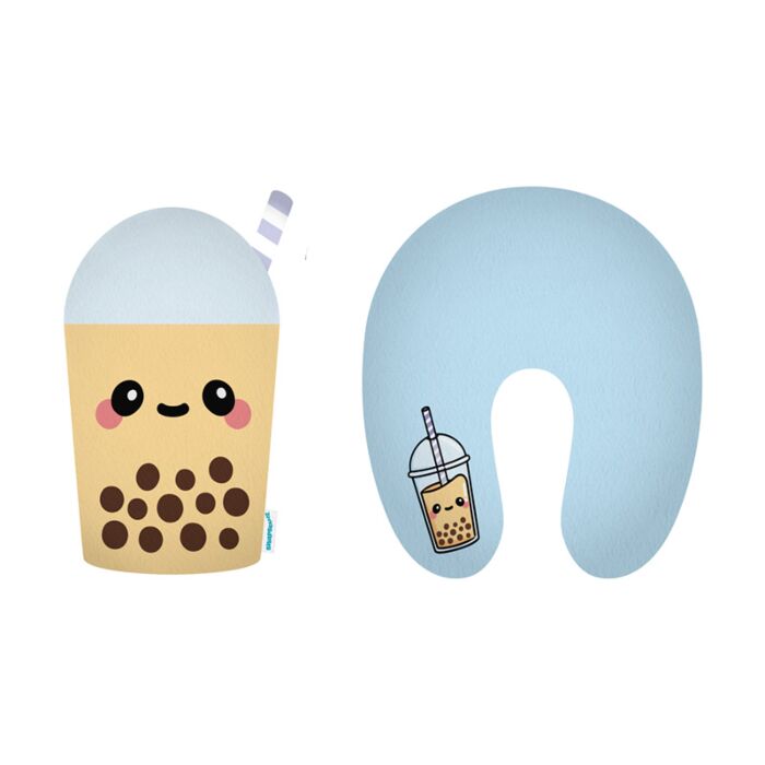 Cuscino da Viaggio con Peluche 2 in 1 - Boba il Bubble Tea - Foodiemals Swapseazzz