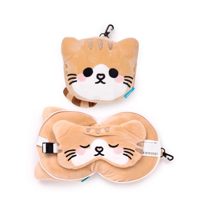 Cuscino da Viaggio con Maschera Relaxeazzz - Gatto Scottish - ADORAMALS