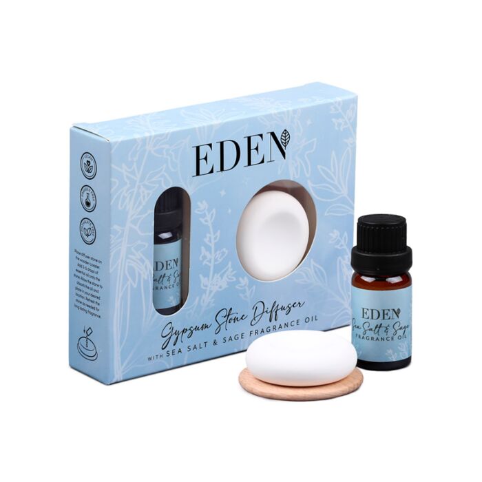 Set Diffusore di Aromi in Gesso e Olio Profumato - Sale Marino e Salvia - Eden
